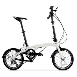 Bici pieghevoli Bici pieghevoli Bici pieghevoli Bicicletta Pieghevole Lega di Alluminio Shift Bicicletta da Uomo E da Donna Ruota da 16 Pollici Freestyle A velocità Variabile (Color : Bianca, Size : 16 inch)