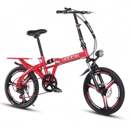 Bici pieghevoli Bici pieghevoli Bici pieghevoli Bicicletta Pieghevole Studente Portatile della Bicicletta Ultra Uomini Luce E Donne Piccole Biciclette 20 Pollici Shifting Freno A Disco (Color : Red, Size : 20 Inches)