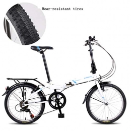 Bici pieghevoli Bici Bici pieghevoli Sport Bici a velocità variabile Bici Sportiva 20 Pollici Scooter Ultraleggero Portatile per Uomo e Donna Pieghevole Bicicletta (Color : Bianca, Size : 150 * 10 * 110cm)