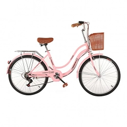 XIAXIAa Bici Bicicletta, Bicicletta da Pendolare Alla Moda Retrò, Bici da 24 Pollici a 6 Velocità, Doppio Sistema Frenante, Telaio a Bassa Portata, per Impiegati / Studenti / C / 159x95cm