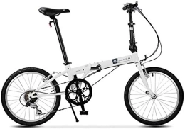 NOLOGO Bici Bicicletta Biciclette Pieghevoli, Adulti 20" 6 velocità a velocità variabile Pieghevole Biciclette, Sedile Regolabile, Leggero Portatile Pieghevole City Bike Biciclette, Bianco (Color : White)