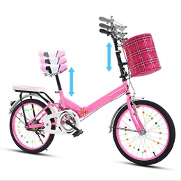 MFWFR Bici Bicicletta da Citt Pieghevole in Lega Leggera, Bici da Strada per Mountain Bike, Ammortizzatore a Velocit Variabile, Sella Comfort, Giovani Anziani e Donne Studenti Adulti Bambini, Rosa, 16inches