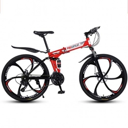 WGYCREAM Bici pieghevoli Bicicletta Mountainbike, MTB, Pieghevole Montagna Biciclette 26" Ravine Bike con Dual doppio disco freno sospensione, acciaio al carbonio Telaio 21 24 27 velocità ( Color : Red , Size : 21 Speed )