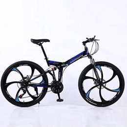 WGYCREAM Bici pieghevoli Bicicletta Mountainbike, MTB, Pieghevole Mountain Biciclette 24 pollici 21 24 27 costi acciaio al carbonio Ravine Bike doppio freno a disco doppio di sospensione ( Color : Blue , Size : 21 Speed )