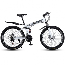 WGYCREAM Bici pieghevoli Bicicletta Mountainbike, MTB, Pieghevole Mountain Biciclette sospensione totale MTB Biciclette doppio freno a disco Burrone in bicicletta, 26 pollici ruote a raggi ( Color : White , Size : 21-speed )