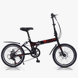 BEIGOO Bici Bicicletta Pieghevole, 20 Pollici Adulto Alunno Leggero Portatile Donna Mountain Bike, 7 velocità Freno A Disco Assorbimento degli Urti, Acciaio al Carbonio Bicicletta Pieghevole-nero-20pollici