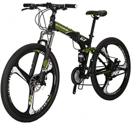  Bici pieghevoli Bicicletta pieghevole, 26 / 27, 5 pollici, comodo e leggero freno a disco a 21 velocità, adatto per 5'2" a 15' unisex pieghevole unisex (verde-K)