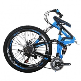  Bici pieghevoli Bicicletta pieghevole, 26 pollici, comoda, leggera, 21 velocità, freni a disco, adatto per 5'2" a 16' unisex pieghevole unisex (blu)
