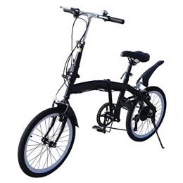 SHZICMY Bici pieghevoli Bicicletta pieghevole da 20" in acciaio al carbonio, unisex, pieghevole, 7 marce, velocità variabile, freno anteriore a V e freno posteriore, per adulti, bicicletta da città portatile (nero)