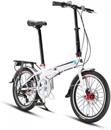 mjj Bici Bicicletta pieghevole da 20 pollici, 7 velocità, telaio in alluminio leggero, doppio disco freno Mountain Bicycle Urban Pendler per adulti