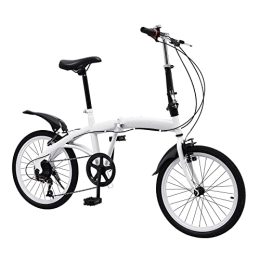 Fermoirper Bici Bicicletta pieghevole da 20 pollici, per adulti da 135 – 175 cm, con cambio a 7 marce, colore bianco, pieghevole, per uomo e donna, per città e campeggio, doppio freno a V