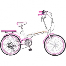 LPsweet Bici pieghevoli Bicicletta Pieghevole da 20 Pollici, Telaio in Alluminio Leggero, Parafango Anteriore E Posteriore Bicicletta A Doppio Freno A Disco Ideale per La Guida E Il Pendolarismo in Città, Rosa