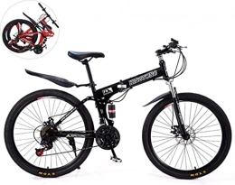 HJRBM Bici pieghevoli Bicicletta pieghevole da 24 pollici a doppio assorbimento degli urti, mountain bike unisex a velocità variabile in acciaio ad alto tenore di carbonio 6-11, nero, fengong da 24 pollici (27 velocità) (c