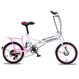 Mrzyzy Bici pieghevoli Bicicletta Pieghevole In Anteriore E Posteriore Ultraleggera Portatile Adulto Maschio E Femmina Piccola Velocità Variabile Piccola Bicicletta Da 16 Pollici Bicicletta Da Studente ( Color : Pink )