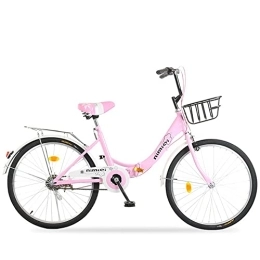 Generic Bici Bicicletta pieghevole leggera 22 / 24 – bici portatile da donna con pedale e telaio in acciaio al carbonio – ideale per studenti e adulti