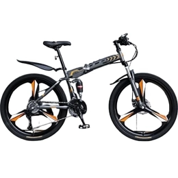 MIJIE Bici pieghevoli Bicicletta Pieghevole per Adulti, Bicicletta Pieghevole MTB in Acciaio ad Alto tenore di Carbonio a Sospensione Completa, Bicicletta Pieghevole per Uomo / Donna, Colori Muti (Orange 27.5inch)