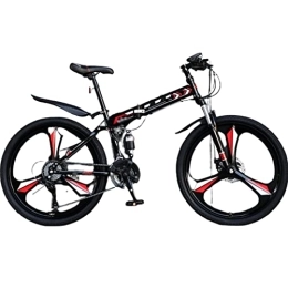 MIJIE Bici Bicicletta Pieghevole per Adulti, Bicicletta Pieghevole MTB in Acciaio ad Alto tenore di Carbonio a Sospensione Completa, Bicicletta Pieghevole per Uomo / Donna, Colori Muti (Red 26inch)