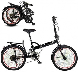 mjj Bici Bicicletta pieghevole per adulti da 20 pollici, per città, leggera, mountain bike, 6 velocità, pieghevole, da uomo, da donna, regolabile, colore nero