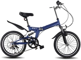 L.HPT Bici pieghevoli Bicicletta pieghevole pieghevole da 20 pollici - Bicicletta pieghevole pieghevole da 6 velocità per uomo e donna - Bicicletta pieghevole leggera portatile per studenti adulti, bianca (Colore: blu)