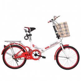 Minkui Bici Bicicletta Pieghevole Portatile Leggera per Uomo e Donna Mini Bici con Bici Pieghevole Non Assorbente Antiurto Freno a Pinza Anteriore Freno Posteriore-Assorbimento degli Urti + Bianco Rosso