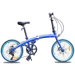 JustSports1 Bici Bicicletta Pieghevole Velocità Variabile da 20 Pollici Bicicletta Pieghevole in Tandem da Città Bicicletta da Città con Doppio Freno a Disco Bicicletta Una Ruota per Adulti All'aperto Unis(Color:Blu)