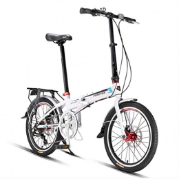 Bici per bambini Bici Biciclette Bicicletta Pieghevole Bicicletta 20 Pollici Adulto Bicicletta Singola velocità Facile trasportare Misto 7 velocità (Color : Bianca, Size : 20inches)