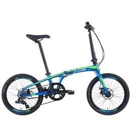 Kerryshop Bici pieghevoli Biciclette Bicicletta pieghevole Moda Commute 8 rapporti Maiusc Telaio lega di alluminio da 20 pollici Diametro di rotella 10 secondi pieghevole a doppio disco freno Bici pieghevoli ( Color : Blue )