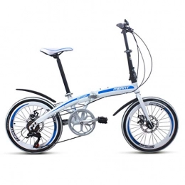 Bici per bambini Bici Biciclette Doppio Freno a Disco Bicicletta Pieghevole Spostamento Adulto Spostamento Bicicletta 7-velocità Studente Bicicletta Portatile, invia Cesto (Color : Bianca, Size : 20inches)