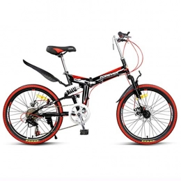 Bici per bambini Bici Biciclette Pieghevole Bicicletta Mountain Bike for Adulti Uomini e Donne Ultra Telaio in Acciaio al Carbonio della Bicicletta Alta velocità della Luce, 7 velocità (Color : Red, Size : 22inches)