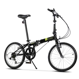DJYD Bici Biciclette pieghevoli, adulti 20" 6 velocità a velocità variabile pieghevole biciclette, sedile regolabile, leggero portatile pieghevole City Bike biciclette, Bianco FDWFN (Color : Black)
