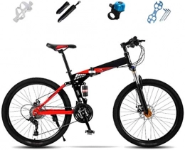 WCY Bici Biciclette pieghevoli della bicicletta, 27-Full Speed ​​Sospensione biciclette, Off-road MTB Bike, unisex pieghevole Commuter Bike, doppio freno a disco 5-25 (Colore: Rosso, Dimensione: 24 '') yqaae