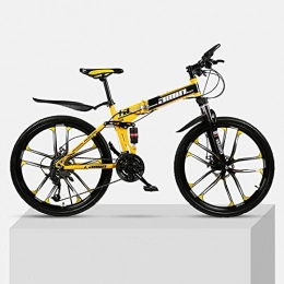 Chengke Yipin Bici Chengke Yipin Mountain Bike 26 Pollici Una Ruota Pieghevole Telaio in Acciaio al Carbonio a Doppio Disco Freni Unisex Mountain Bike da Esterno per Studenti-Giallo_24 velocit