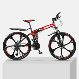 Chengke Yipin Bici Chengke Yipin Mountain Bike da Esterno 26 Pollici Una Ruota Pieghevole Telaio in Acciaio al Carbonio a Doppio Disco Freni Mountain Bike da Studente Unisex-Rosso_24 velocit