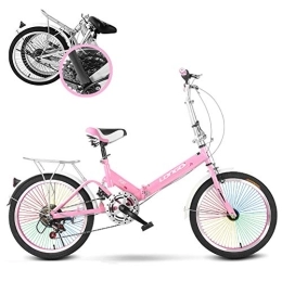 MEVIDA Bici pieghevoli Con Raggi Colorati 6 Ingranaggi Adulti In Bicicletta, 20 Pollici 6 Velocità Bici Pieghevole, Assorbimento Degli Urti Leggero Bicicletta Pieghevole Per Donne E Uomini-Rosa 20 Inch