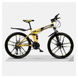 COSCANA Bici COSCANA Mountain Bike Pieghevole per Adolescenti Adulti Bici da 26 Pollici Mountain Bike Bicicletta Pieghevole da 21-27 velocità Bicicletta MTB Leggera A Sospensione CompletaYellow-24 Speed