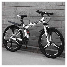 COSCANA Bici COSCANA Mountain Bike Pieghevole per Adulti, Mountain Bike da 26 Pollici in Acciaio Ad Alto Tenore di Carbonio con Telaio A Sospensione Completa, Bicicletta da 21-27 VelocitàWhite-27 Speed