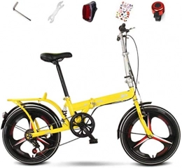 CSS Bici pieghevoli CSS Bici Bicicletta pieghevole, Bicicletta per adulti unisex a 6 velocità, MTB fuoristrada da 20 pollici, Bicicletta pendolare pieghevole 5-25, Giallo