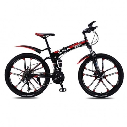 CXSMKP Bici CXSMKP Mountain Bike Biciclette Pieghevoli per Adulti, 26 Pollici Caratterizzato 10 Ha Parlato Ruote E 21 velocità, Dual Disco Freno, Pieno Sospensione, Alto Tenore di Carbonio Acciaio, Leggero
