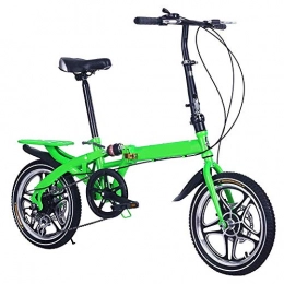 D&XQX Bici pieghevoli D&XQX Pieghevole Biciclette 20 Pollici Pieghevole Auto Student Fast Car Portatile Telaio in Acciaio al Carbonio ad Alta Auto per Uomini e Donne, Verde, 16 Inches