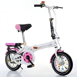 D&XQX Bici D&XQX Studente di Bici dell'automobile Alluminio Leggero Shock Struttura di Assorbimento di 14 Pollici Folding Bike Cycling Commuter Pieghevole delle Donne Biciclette 106X83cm, Rosa, 14 Inches