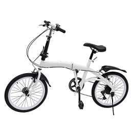 DiLiBee Bici DiLiBee Bicicletta pieghevole unisex da 20 pollici, pieghevole, 7 marce, doppio freno a V, acciaio al carbonio, colore bianco