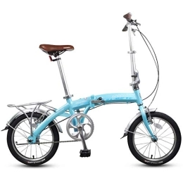 DJYD Bici DJYD 16" Biciclette Pieghevoli, Adulti Kids Mini Single Speed ​​Pieghevole Bicicletta, Lega di Alluminio Leggero Portatile Pieghevole City Bike Biciclette, Beige FDWFN (Color : Blue)