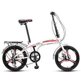 DJYD Bici DJYD Adulti Biciclette Pieghevoli, 20" Alto tenore di Carbonio in Acciaio Pieghevole City Bike Biciclette, Pieghevole Bicicletta con Posteriore Carry Rack, Doppio Freno a Disco Bici, Rosso FDWFN