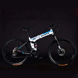 Domrx Bici Domrx Ammortizzatore per Bicicletta Pieghevole da Montagna con Ruote a Raggi per Adulti 24 / 26 Pollici 21 / 24 / 27 velocità-Blue_24 Pollici_21 velocità