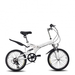 Domrx Bici Domrx Bicicletta Pieghevole Portatile Nuova Bicicletta Pieghevole Singola per Adulti con Freno a Disco a velocità variabile-Bianca