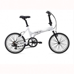 Domrx Bici pieghevoli Domrx Materiale del Telaio in Lega di Alluminio Bici 7 velocità Bici Pieghevole da 20 Pollici-Bianco