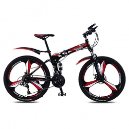 Domrx Bici pieghevoli Domrx Sport e intrattenimento Bicicletta Pieghevole Speed ​​Double Ammortizzatore Maschio e Femmina Adulte-Black Red_21 Speed_China
