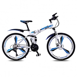 Domrx Bici pieghevoli Domrx Sport e intrattenimento Bicicletta Pieghevole Speed ​​Double Ammortizzatore Maschio e Femmina Adulte-White Blue_27 Speed_China