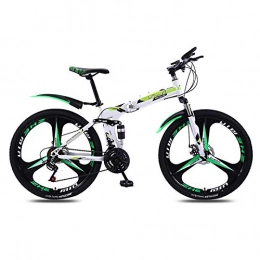 Domrx Bici pieghevoli Domrx Sport e intrattenimento Bicicletta Pieghevole Speed ​​Double Ammortizzatore Maschio e Femmina Adulte-White Green_21 Speed_China