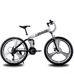 Domrx Bici pieghevoli Doppio assorbitore di Vibrazioni da 26 Pollici con Cambio di velocità Pieghevole Una Bicicletta Bianca